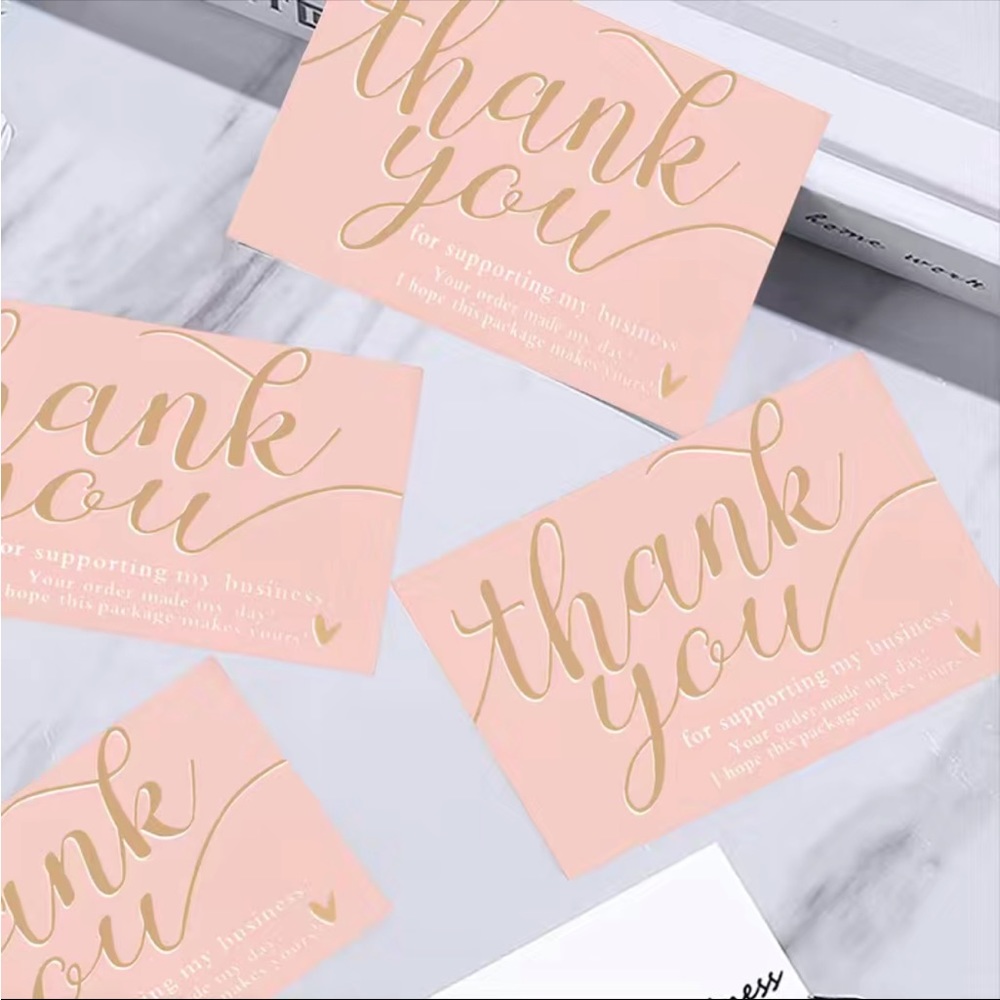 50 Cards Thank You Card Pink & Gold Exquisite Card - Picture 2 of 4